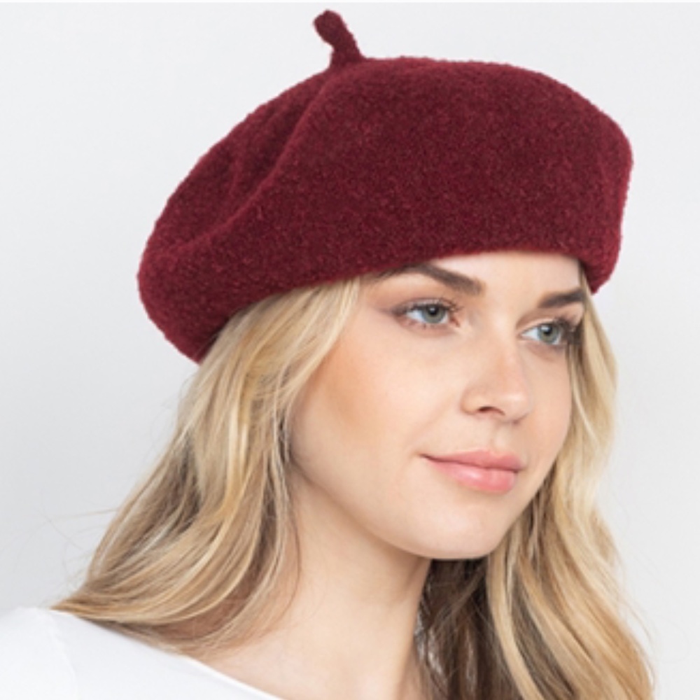 Burgundy Beret Hat - Picture 3 of 3